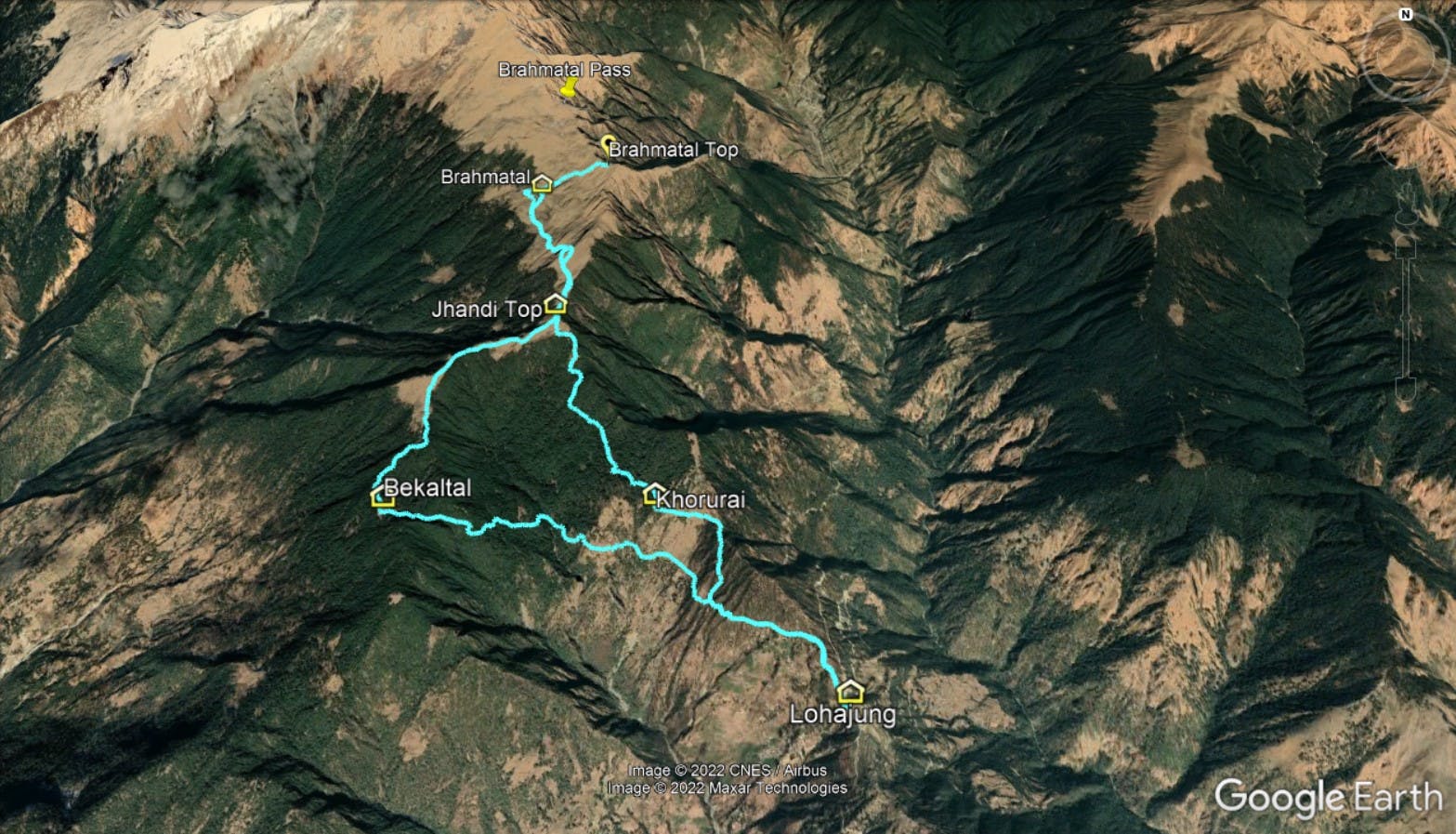 brahmatal trek route map