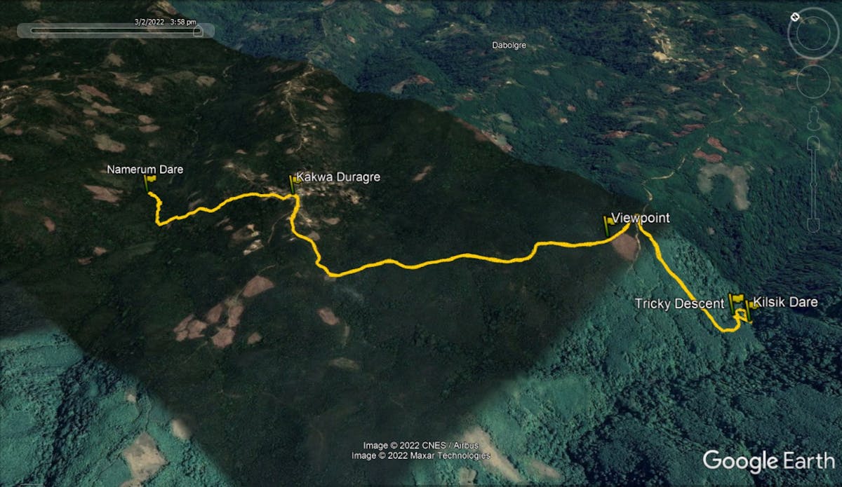 Kakwa Duragre Waterfalls Route - Google Earth Pro - Indiahikes