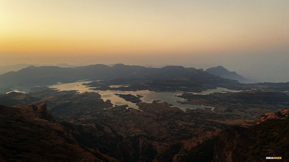 Views of the lake Bhandardarand Arthur hill, Kalsubai Peak Trek, Indiahikes, Treks near Mumbai, highest peak in Maharashtra,treks near Pune, Famous treks in Maharashtra, Sahyadri treks 