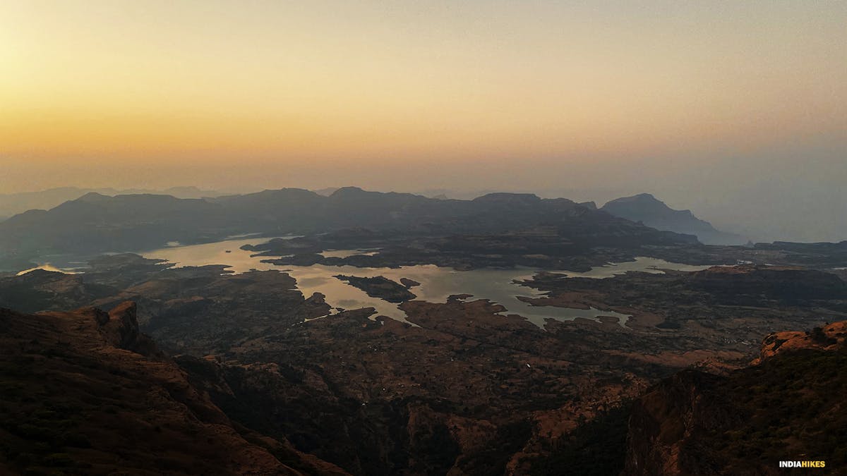 Views of the lake Bhandardarand Arthur hill, Kalsubai Peak Trek, Indiahikes, Treks near Mumbai, highest peak in Maharashtra,treks near Pune, Famous treks in Maharashtra, Sahyadri treks