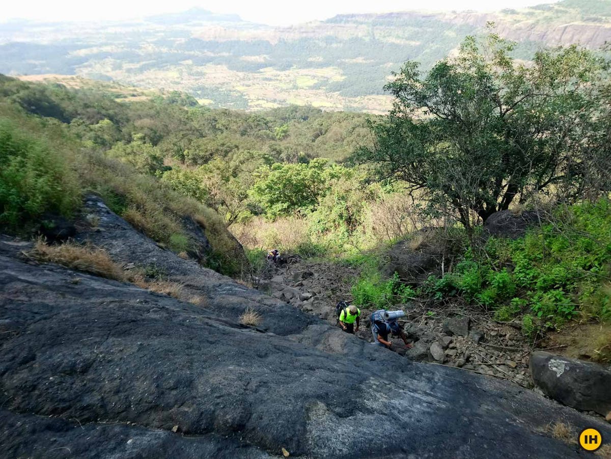 AMK Trek - Once out of the forest, you have to climb through steep rocks - Indiahikes - Nitesh Kumar