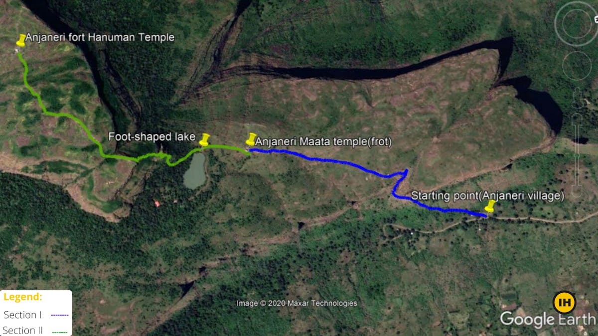 Anjaneri fort-trail map-Indiahikes-Google earth pro