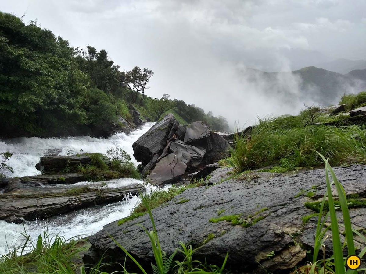 Bandaje falls in monsoon, Ballalarayana Durga - Bandaje Arbi trek, western ghats trek, treks in Karnataka, Indiahikes
