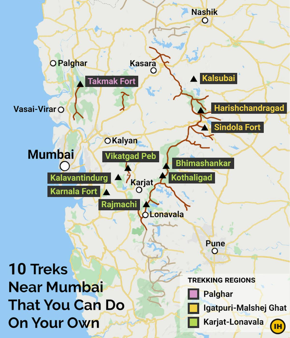 Infographic, treks near Mumbai, Indiahikes