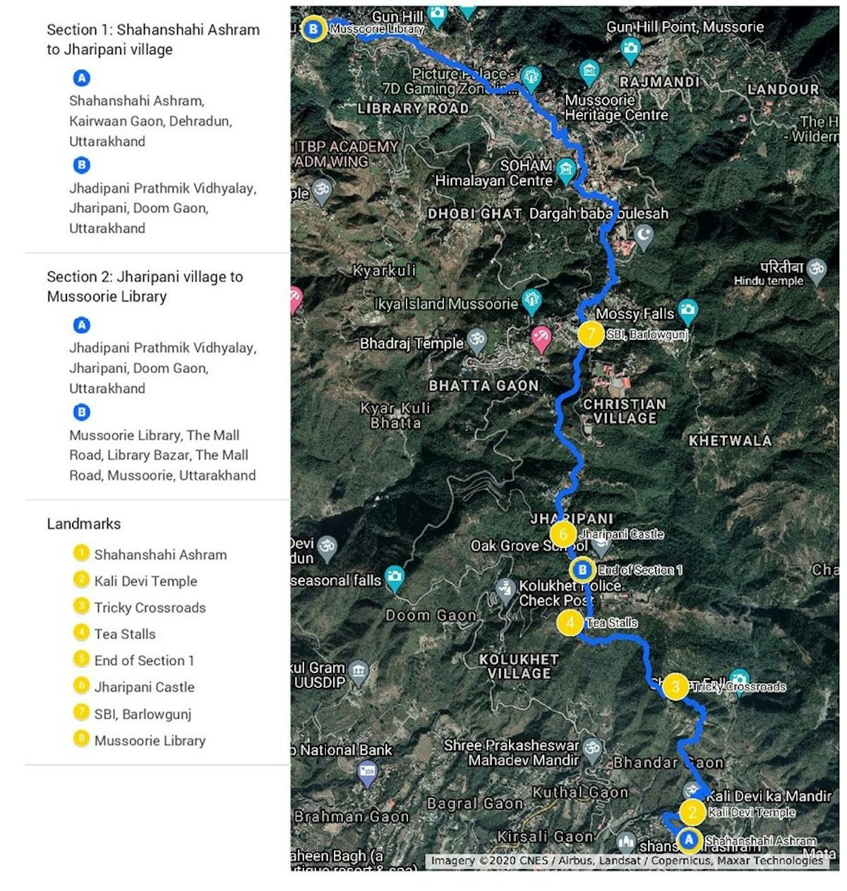 Kipling Trail Map - Google Maps - Indiahikes