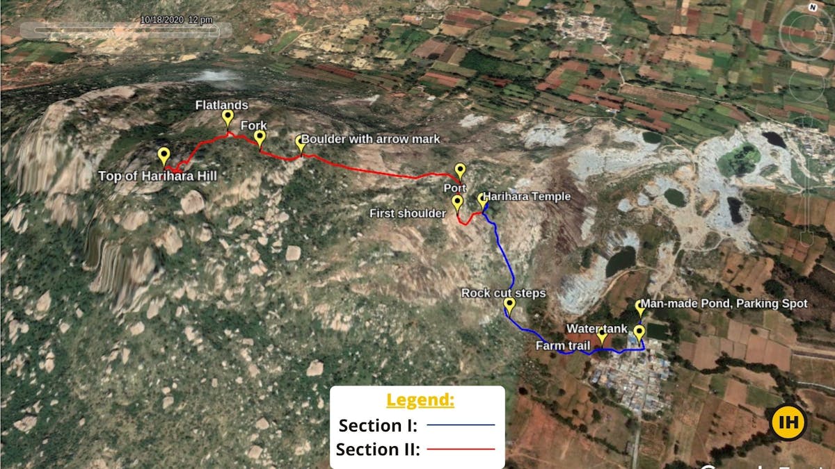 Route Map - Harihara Betta Trek - Indiahikes