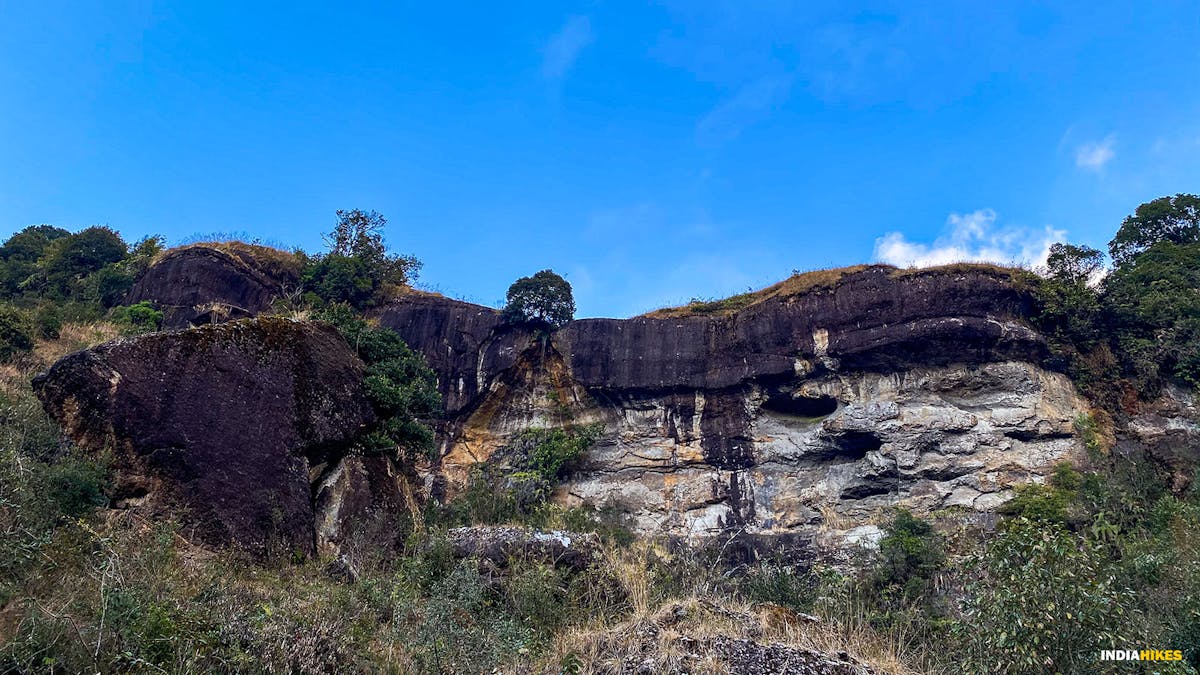 an ancient carved rock, david scott trek, david scott trail, trekking in meghalaya, treks in meghalaya