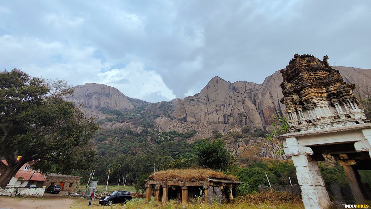 Savandurga Hills, View from the base Treks around Bangalore, Indiahikes, treks in karnataka.