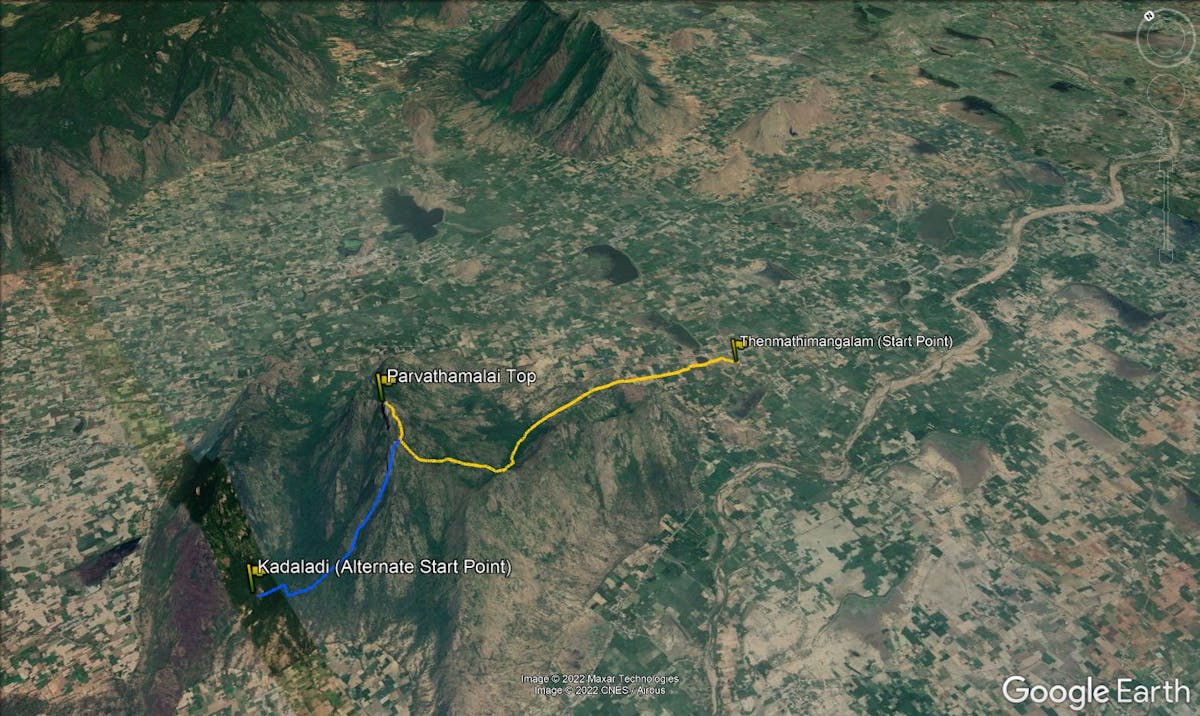 Route Map-Parvathamalai Trek-Indiahikes-Ajay Vignesh