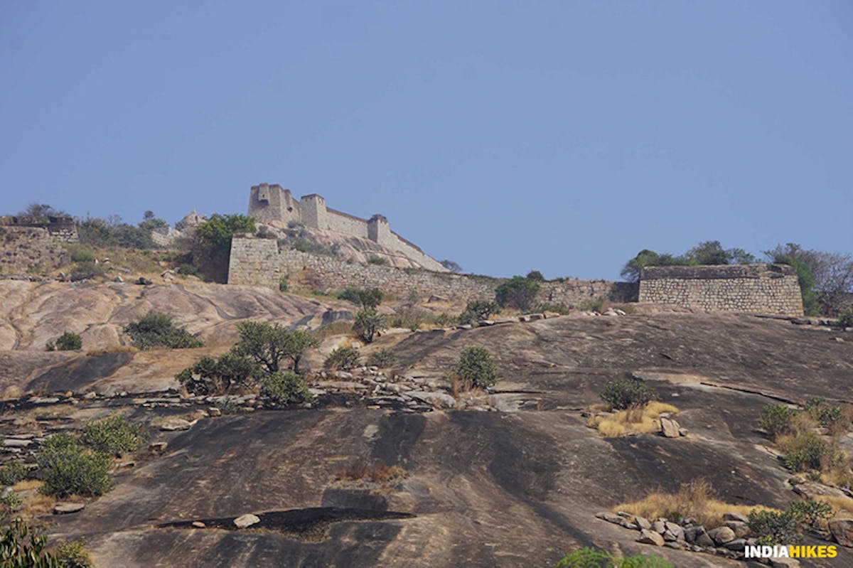 Distinct Levels of the Channarayana Durga Fort as seen from the base of the trek. Picture by Suhas Saya