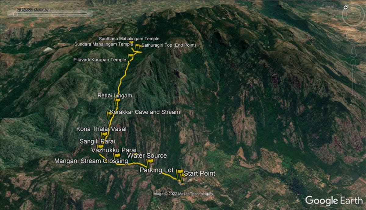 Route Map- Sathuragiri Hill Trek-Indiahikes