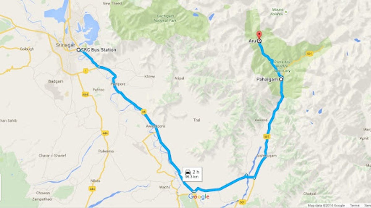Route from Srinagar to aru - Indiahikes