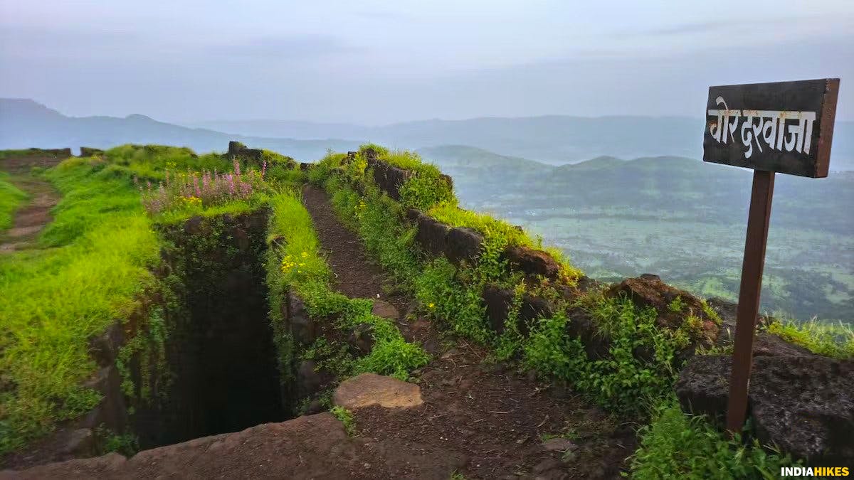 Exit point of the Chor Darwaza, Rajgad Fort, Treks near Pune, Sahyadri treks, Trekking in Maharashtra, Indiahikes