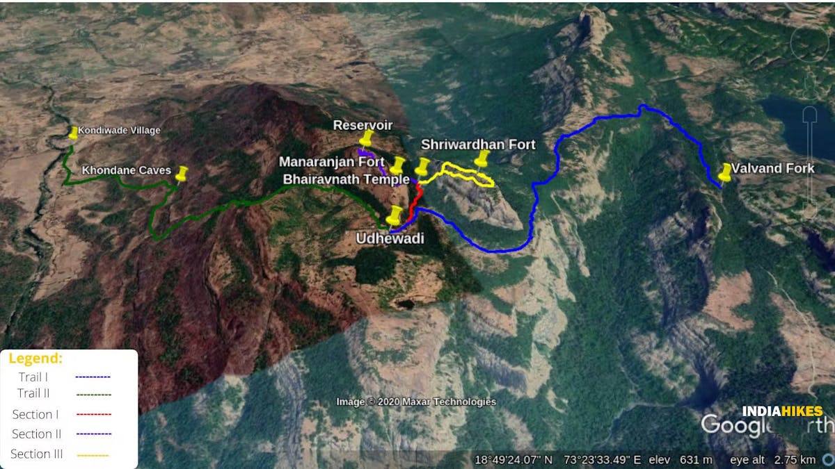 Route Map, Rajmachi Fort trek, Rajmachi trek, treks near Pune, western ghats treks, sahyadri treks, treks in Maharashtra