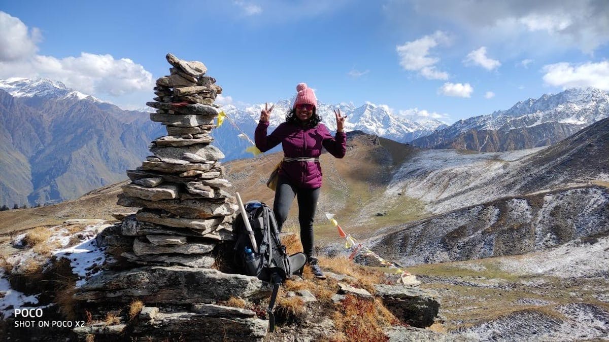 Nandini during the Kauri Pass trek