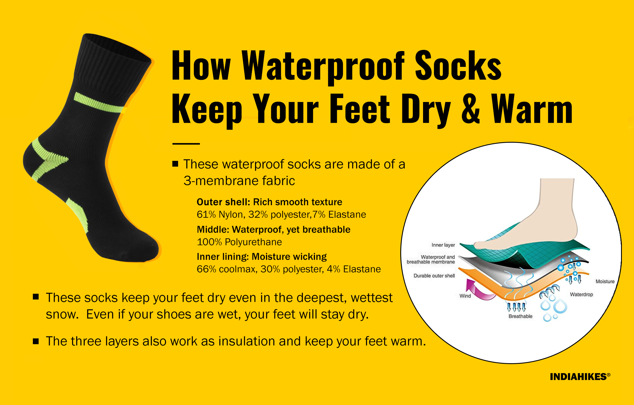 socks to keep feet warm and dry