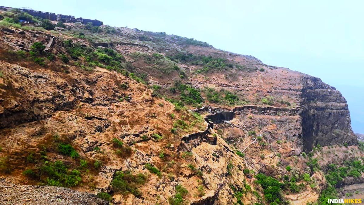 Fortwalls running through the mountains, Rajgad Fort, Treks near Pune, Sahyadri treks, Trekking in Maharashtra, Indiahikes