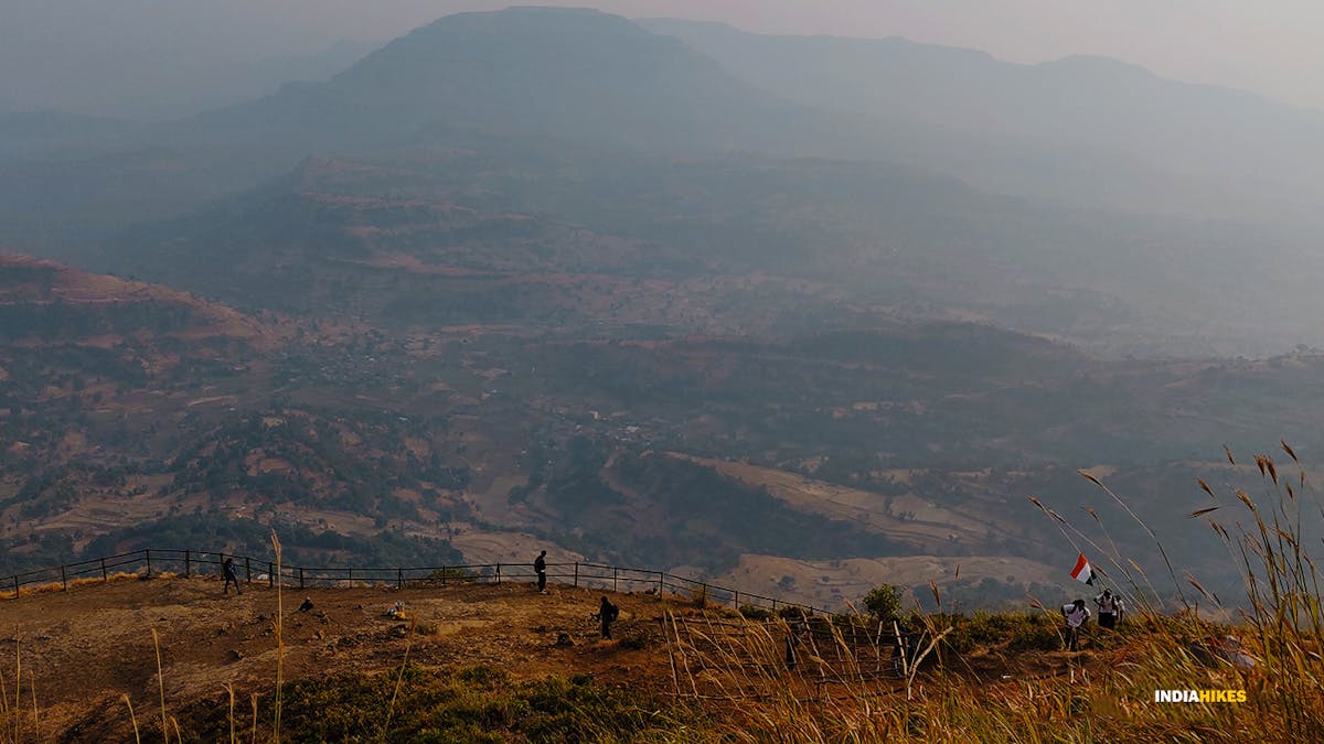 View of the railing from the top, Kalsubai Peak Trek, Indiahikes, Treks near Mumbai, highest peak in Maharashtra,treks near Pune, Famous treks in Maharashtra, Sahyadri treks