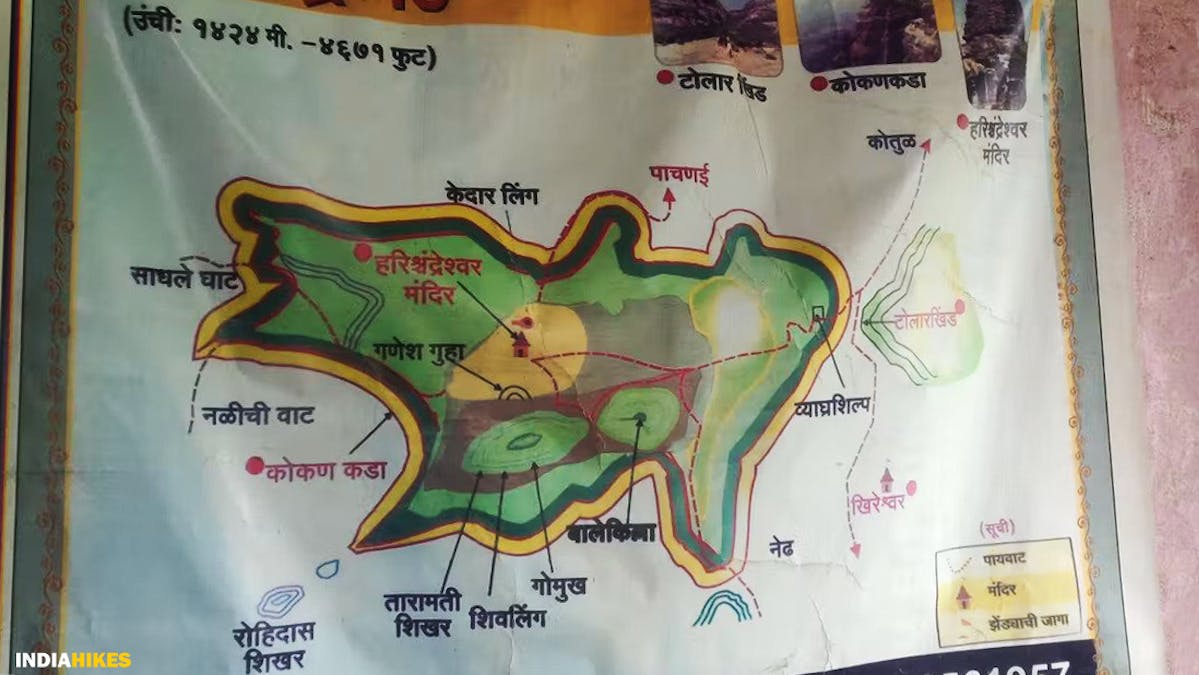 Fort Map, Harishchandragad, Sahyadri treks, Treks in Maharashtra, Western ghats treks, Treks near Mumbai, Treks near Pune