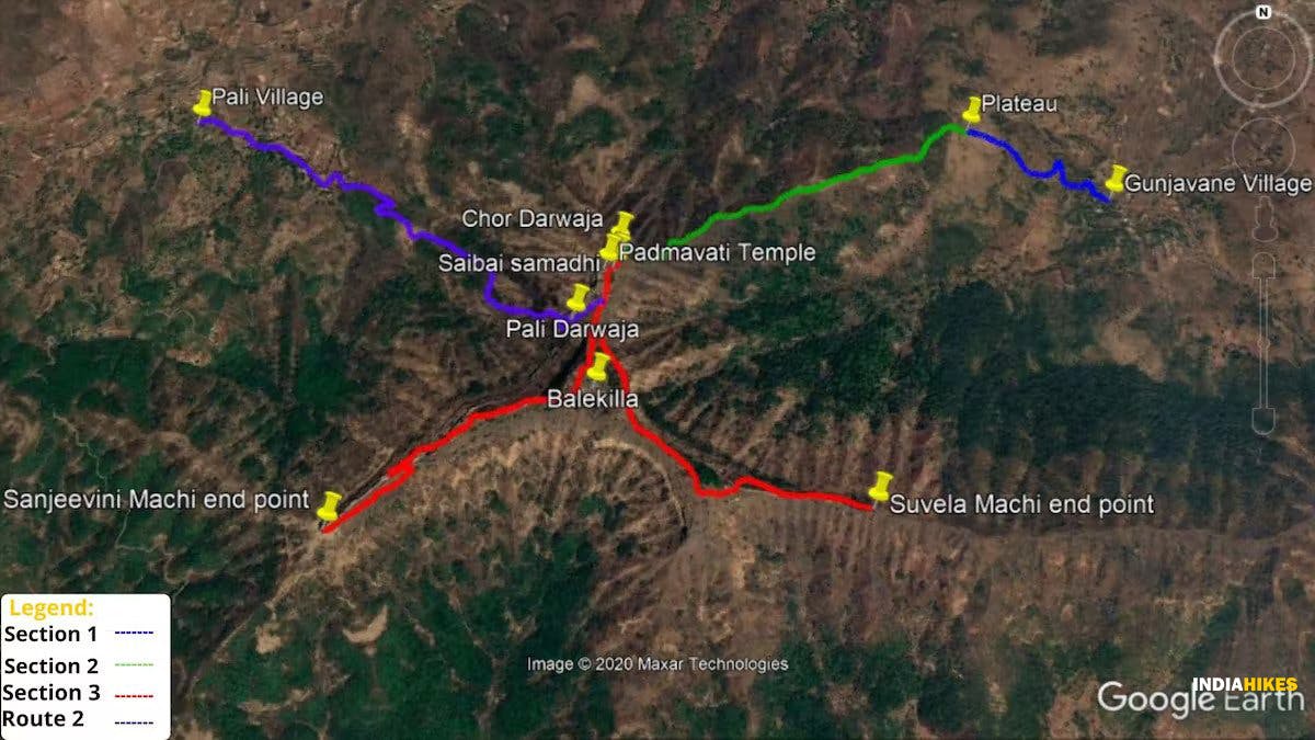 Route Map, Rajgad Fort, Treks near Pune, Sahyadri treks, Trekking in Maharashtra, Indiahikes