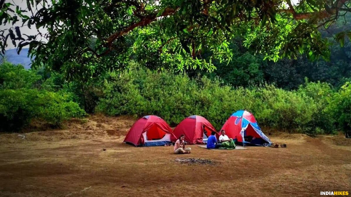 Camping near the base village, Rajmachi Fort trek, Rajmachi trek, Treks near Pune, western ghats treks, Sahyadri treks, treks in Maharashtra