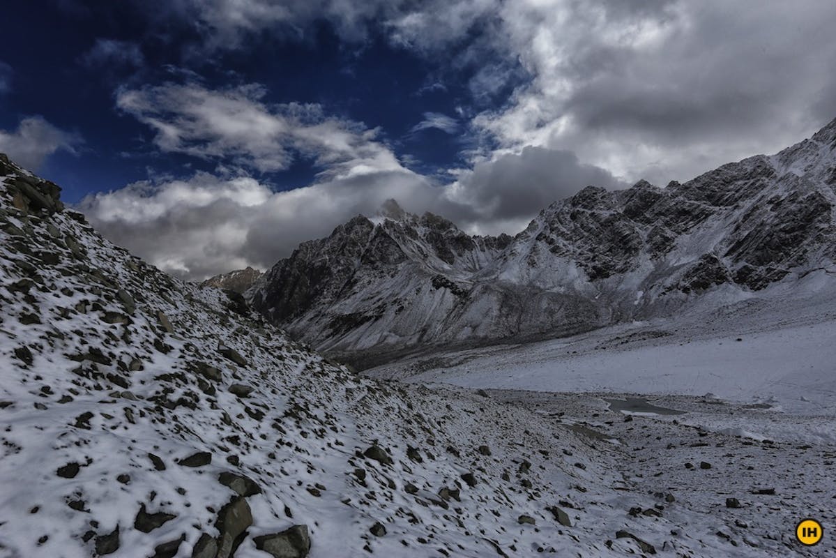 Seeing the mountains of Spiti at eye-level on a snowy day on the Pin Bhaba trek. Picture by Satyen Dasgupta