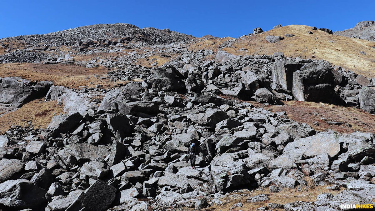 Rocky terrain, madmaheshwar trek, buda madmaheshwar trek, treks in Uttarakhand, Uttarakhand treks, Indiahikes, madhya maheshwar temple