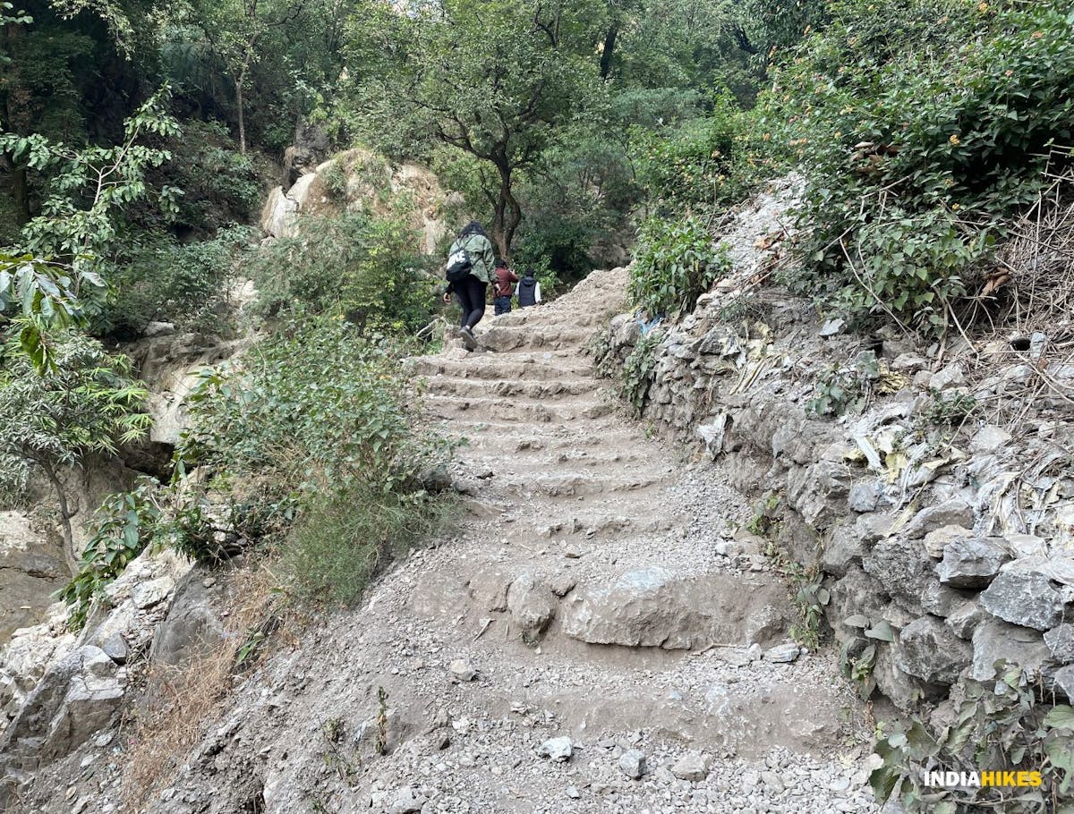 Neeragarh waterfalls, Treks near Dehradun, Indiahikes, Mud cut out steps