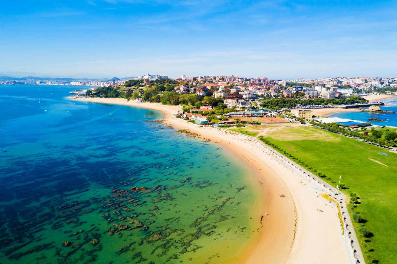 sky view of a beach and sea in Santander