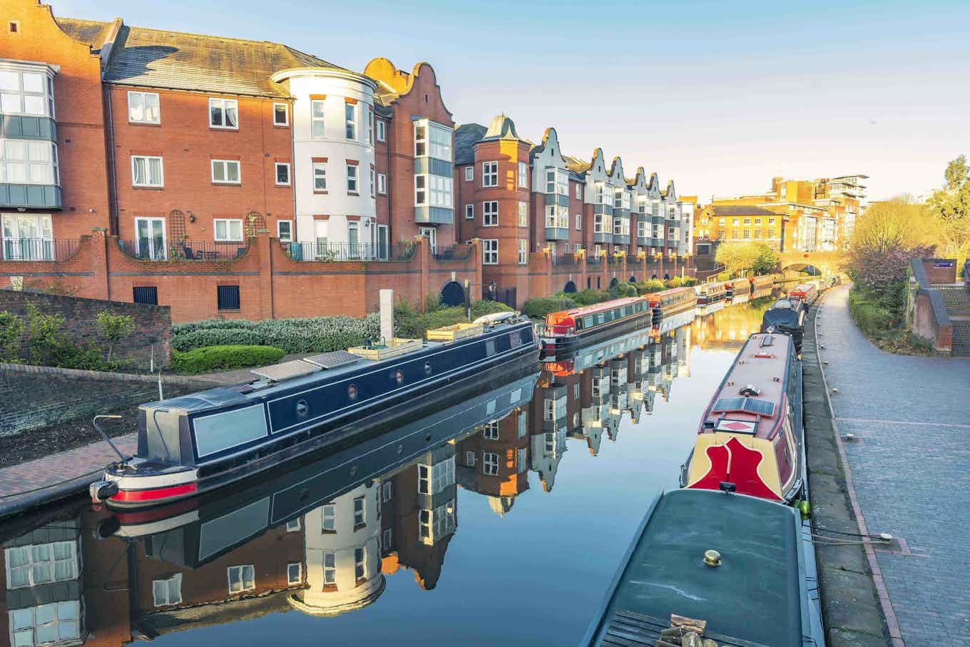 Birmingham street with river and boats