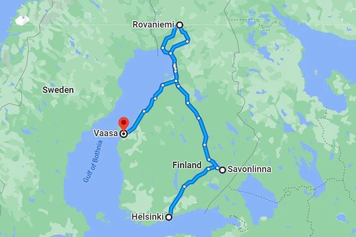 Finland road trip map picture