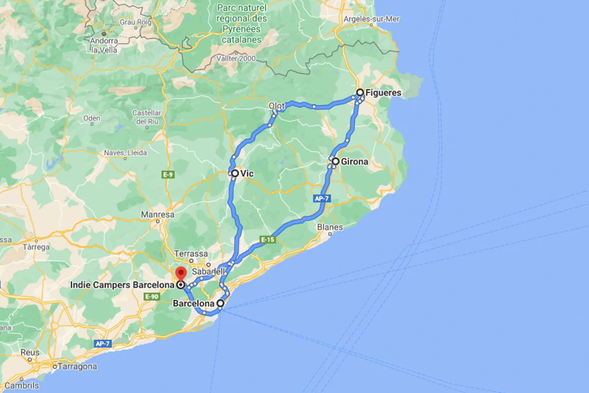 Catalonia Road Trip map itinerary