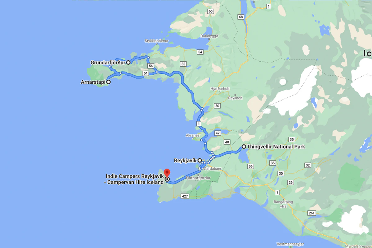 Golden Circle Trip map itinerary