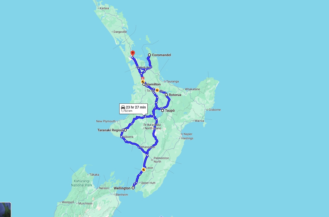 Road Trip Map: North Island