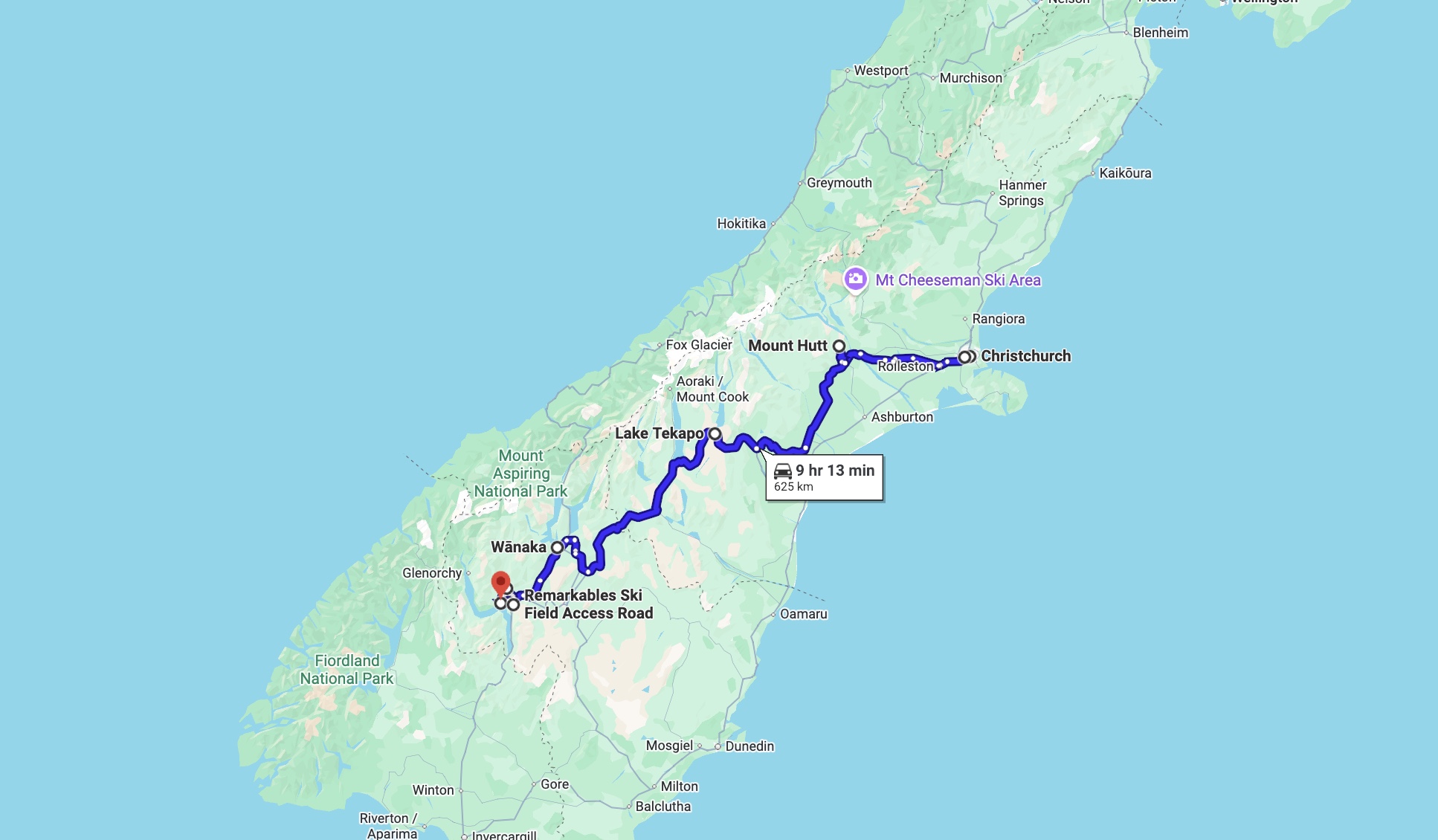 NZ South Island Ski Map