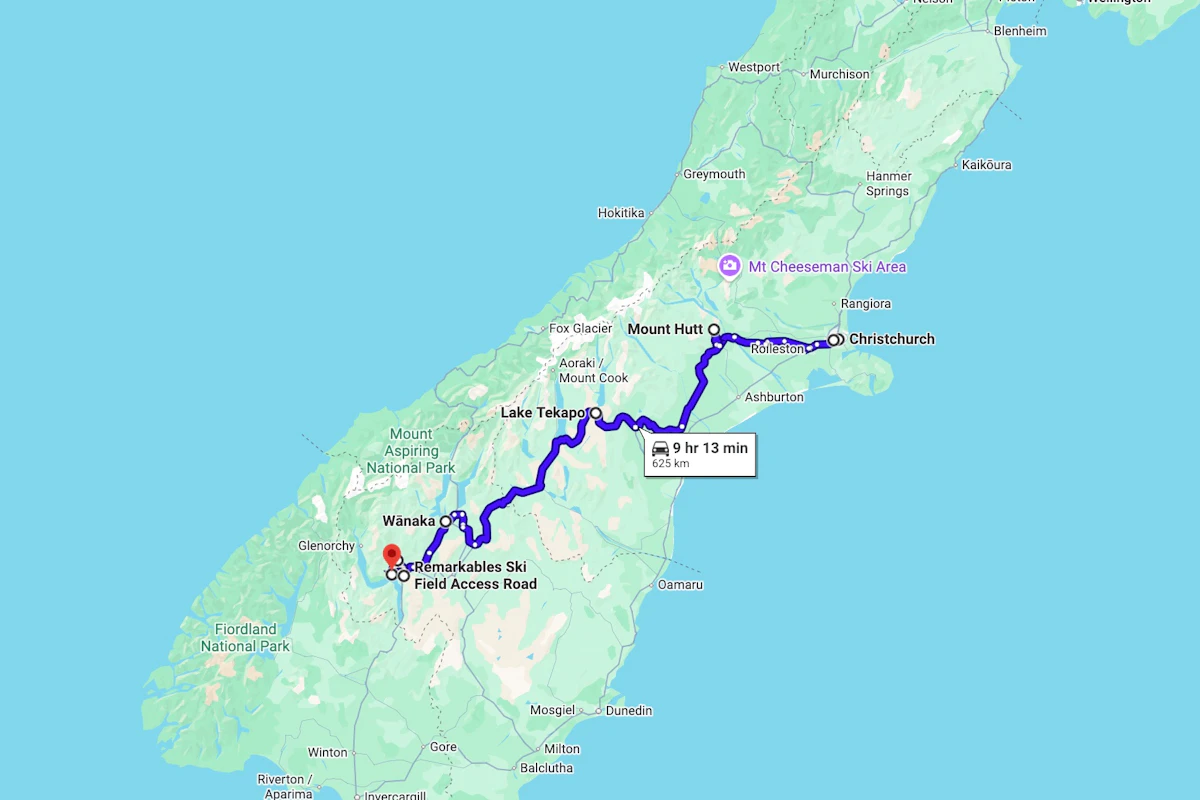 NZ South Island Ski Map