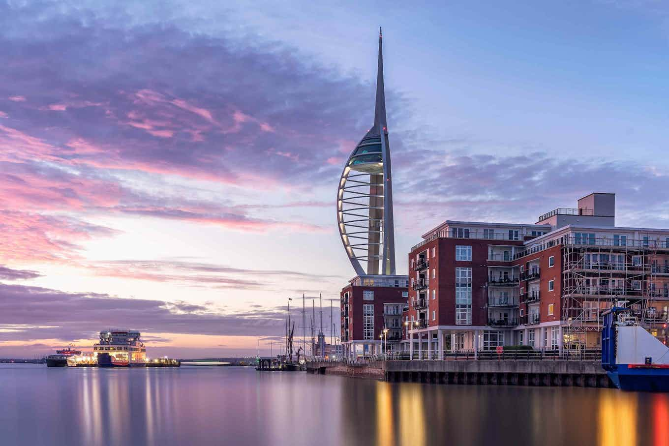 A view of Portsmouth and the sea