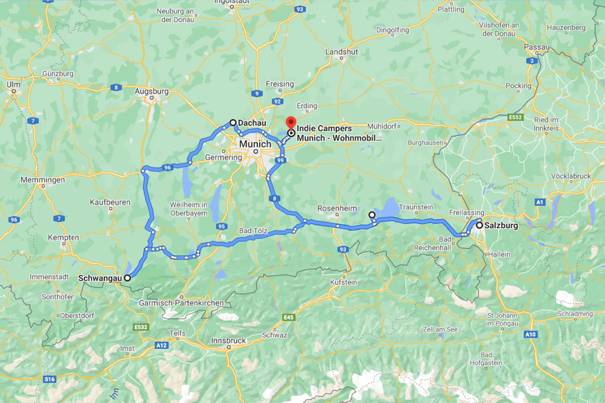 Bavaria road trip map itinerary