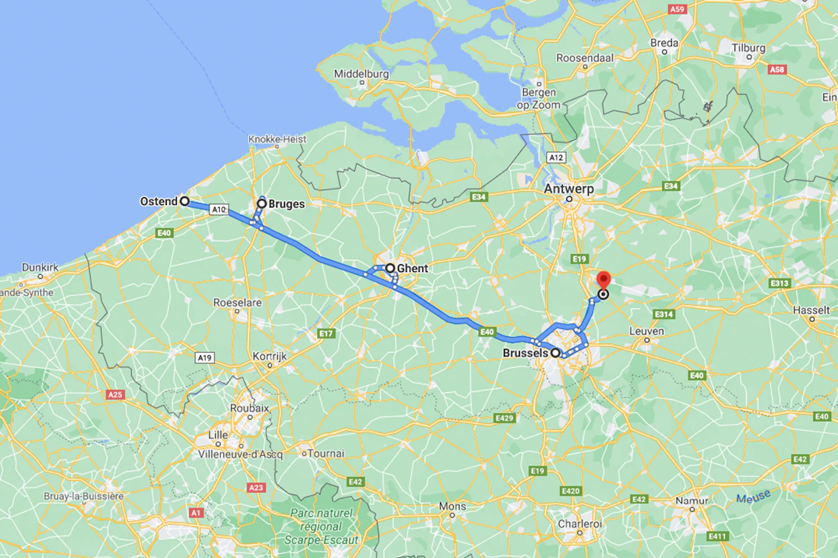 Brussels Road Trip map itinerary
