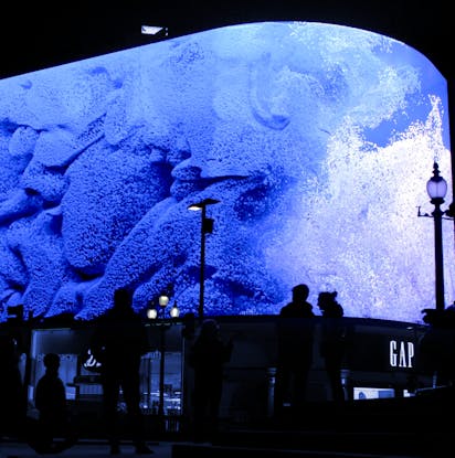 Photo of Playstation film on a curved large-scale screen in London