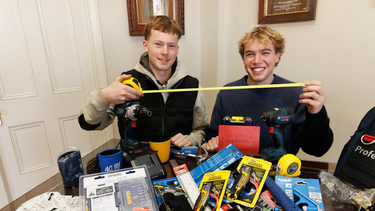 Oscar Cherry (right) with the first recipient of one of his support packages, apprentice Shannon Griffiths (left)
