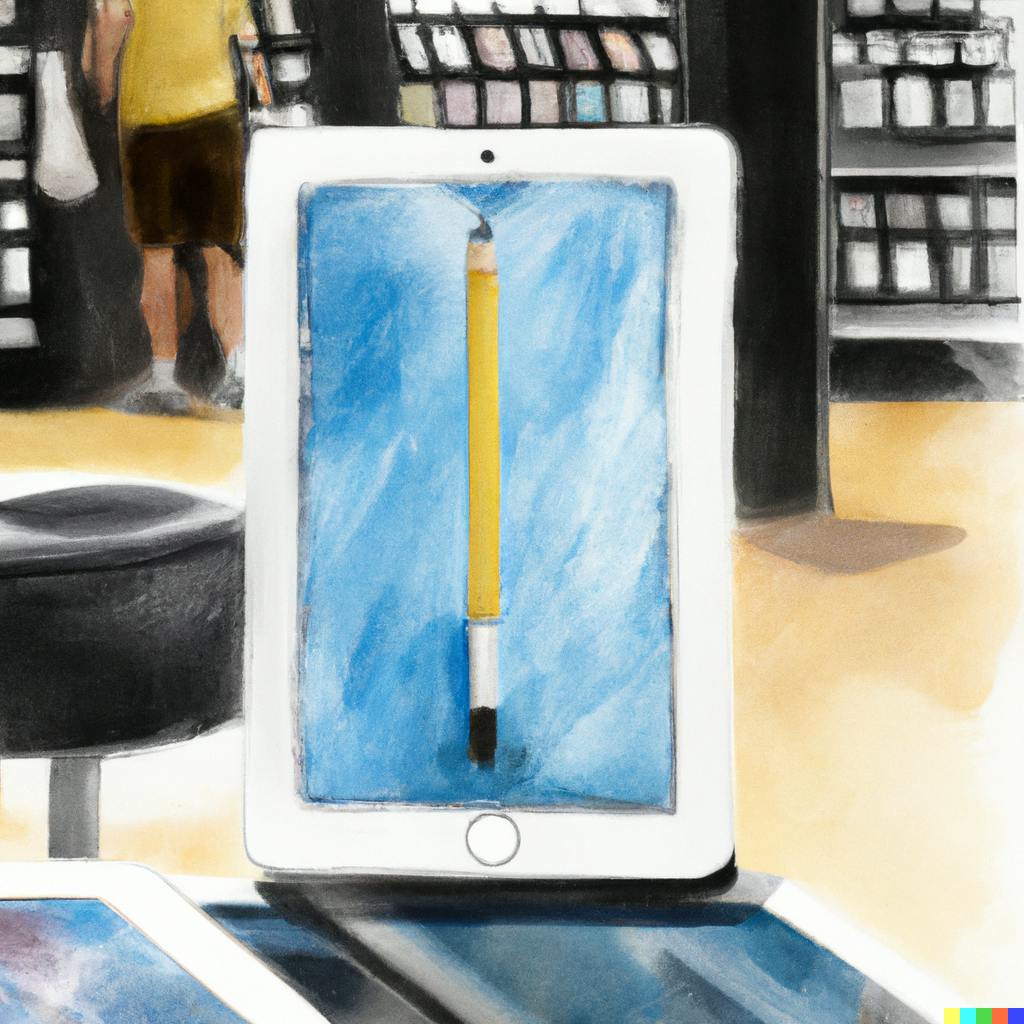 drawing of ipad in the apple store