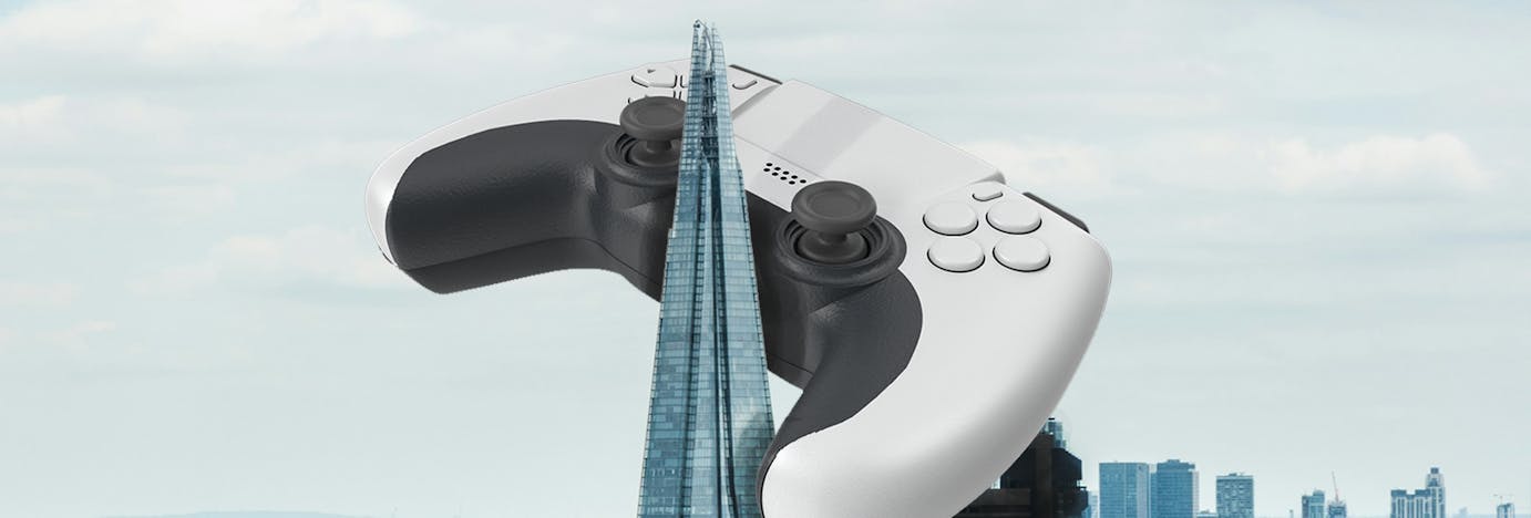 Giant GameCube controller floating around the Shard