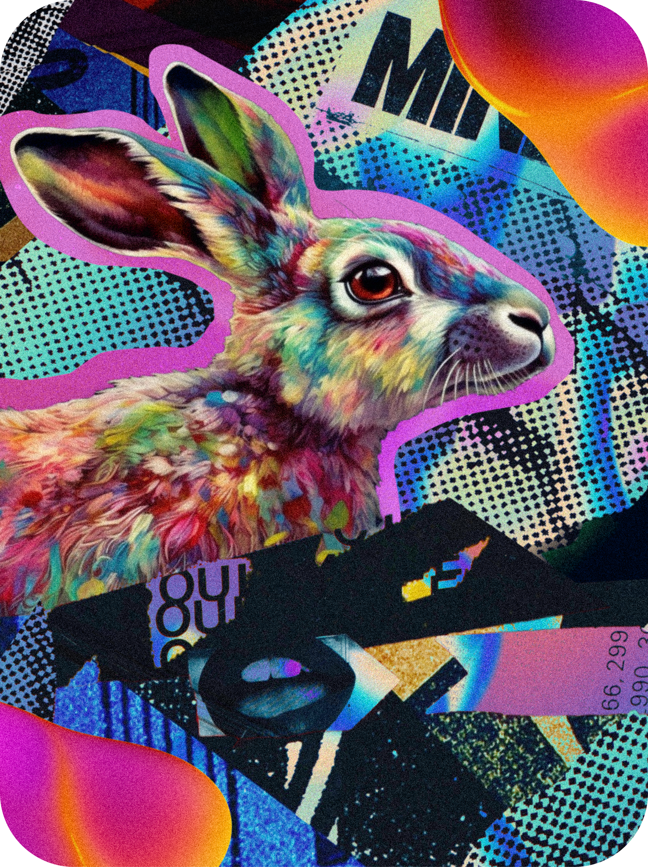 Colourful bunny with a colourful background