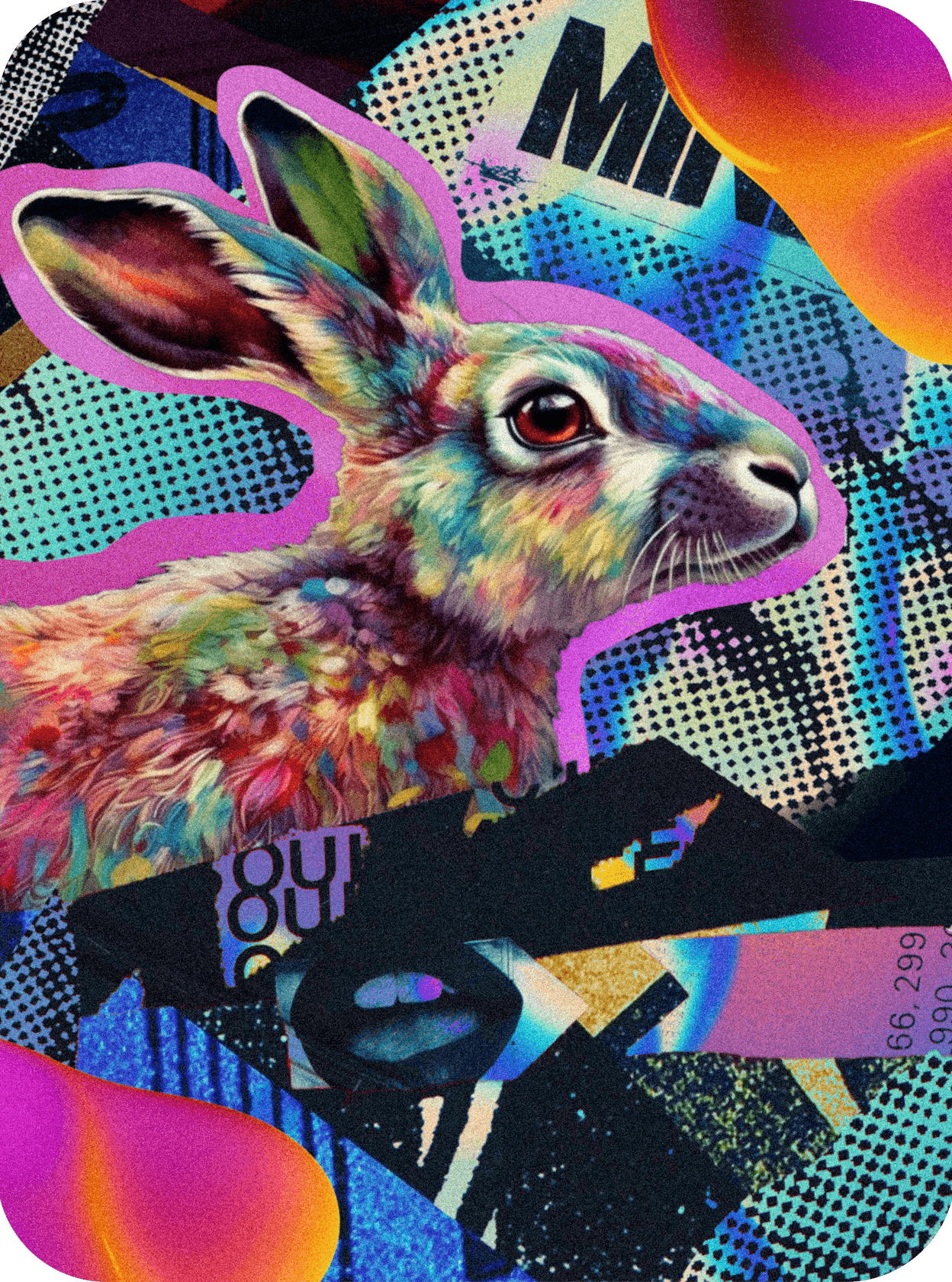 Colourful bunny with a colourful background
