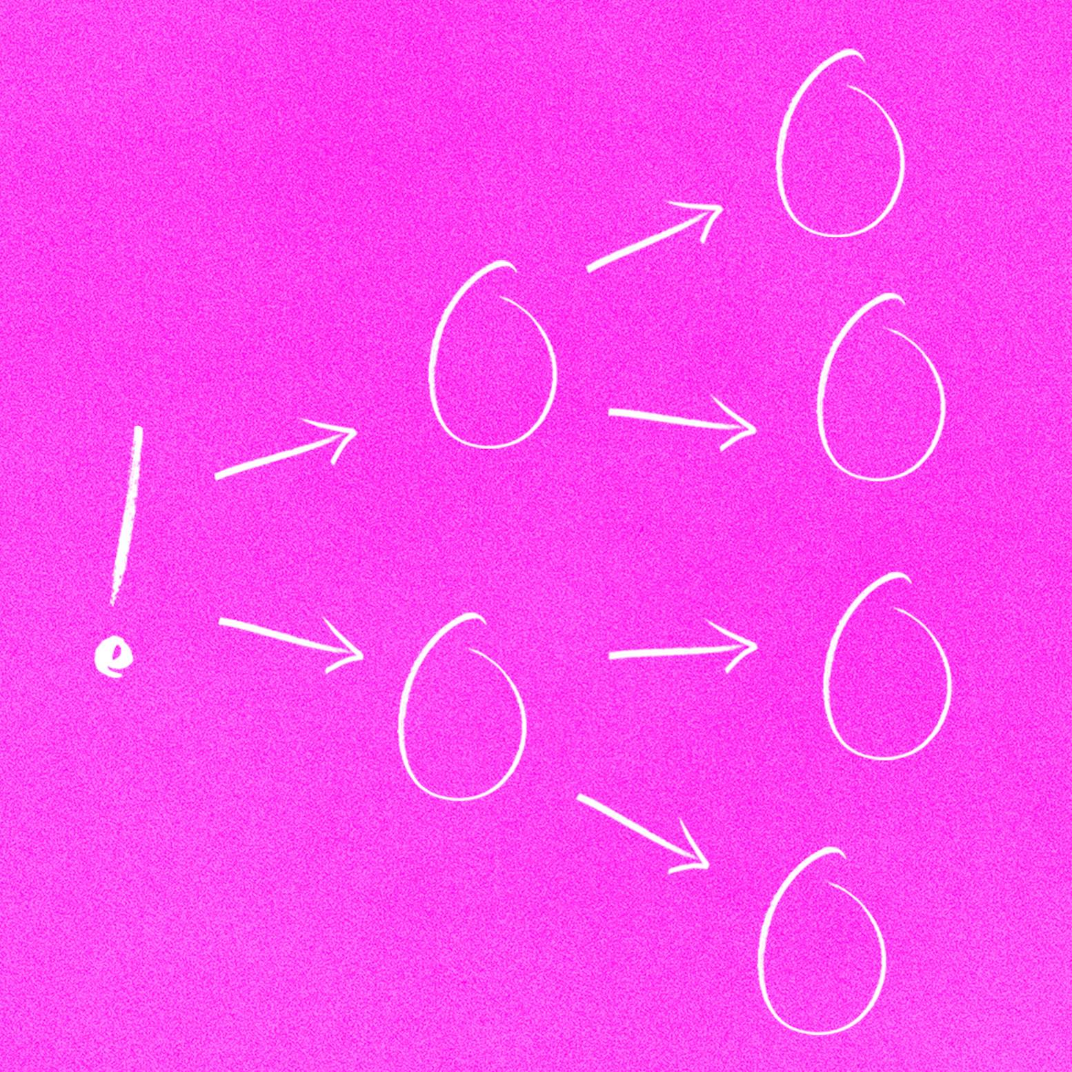 An an organizational chart on a pink background