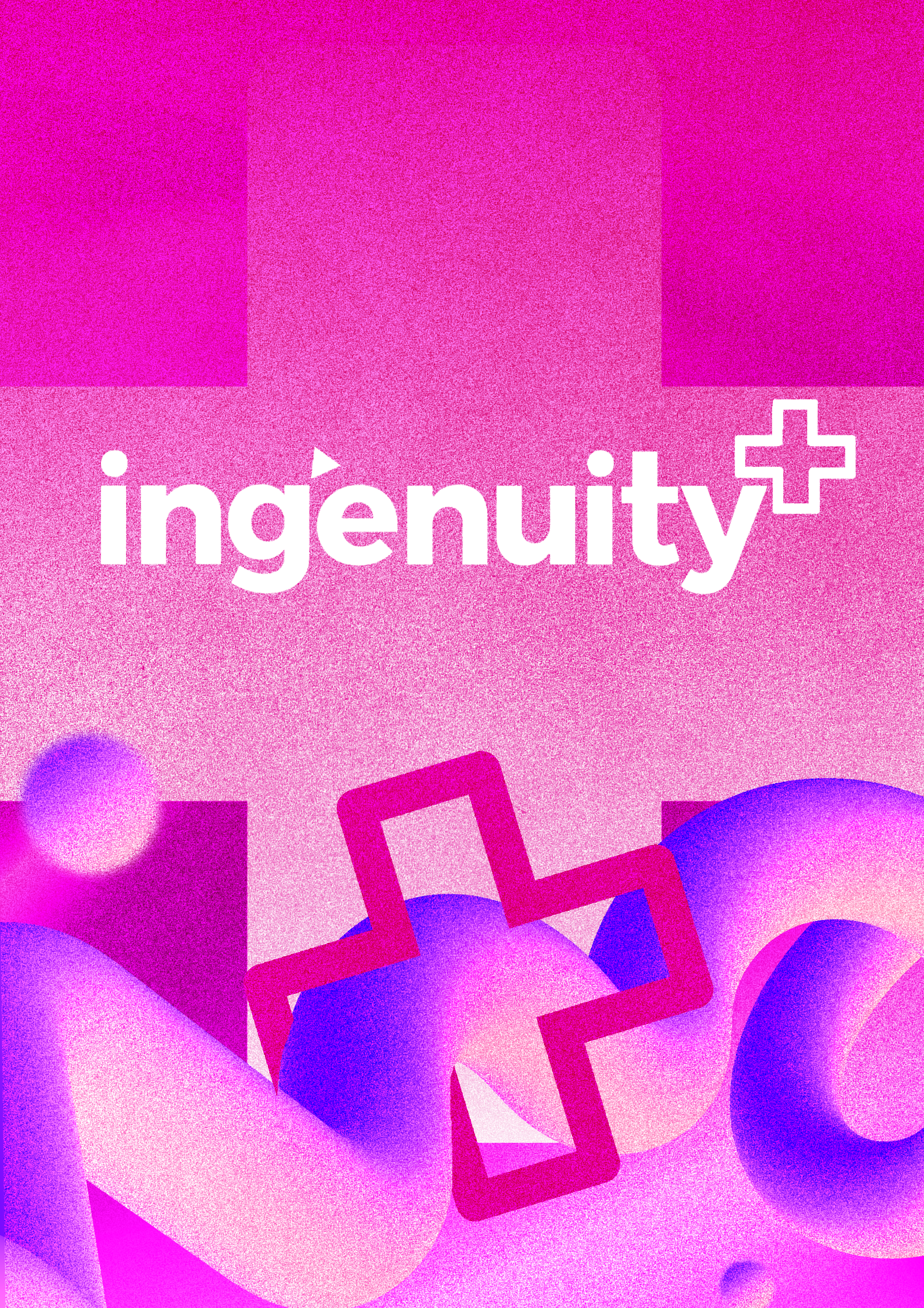 ingenuity+ logo on a pink background