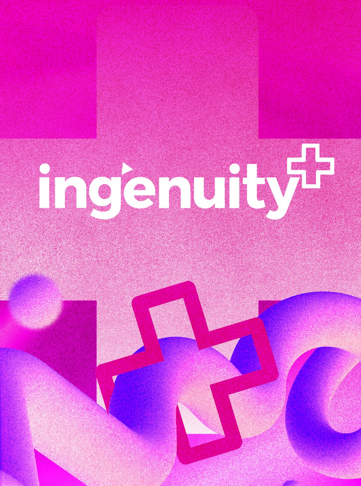 ingenuity+ logo on a pink background