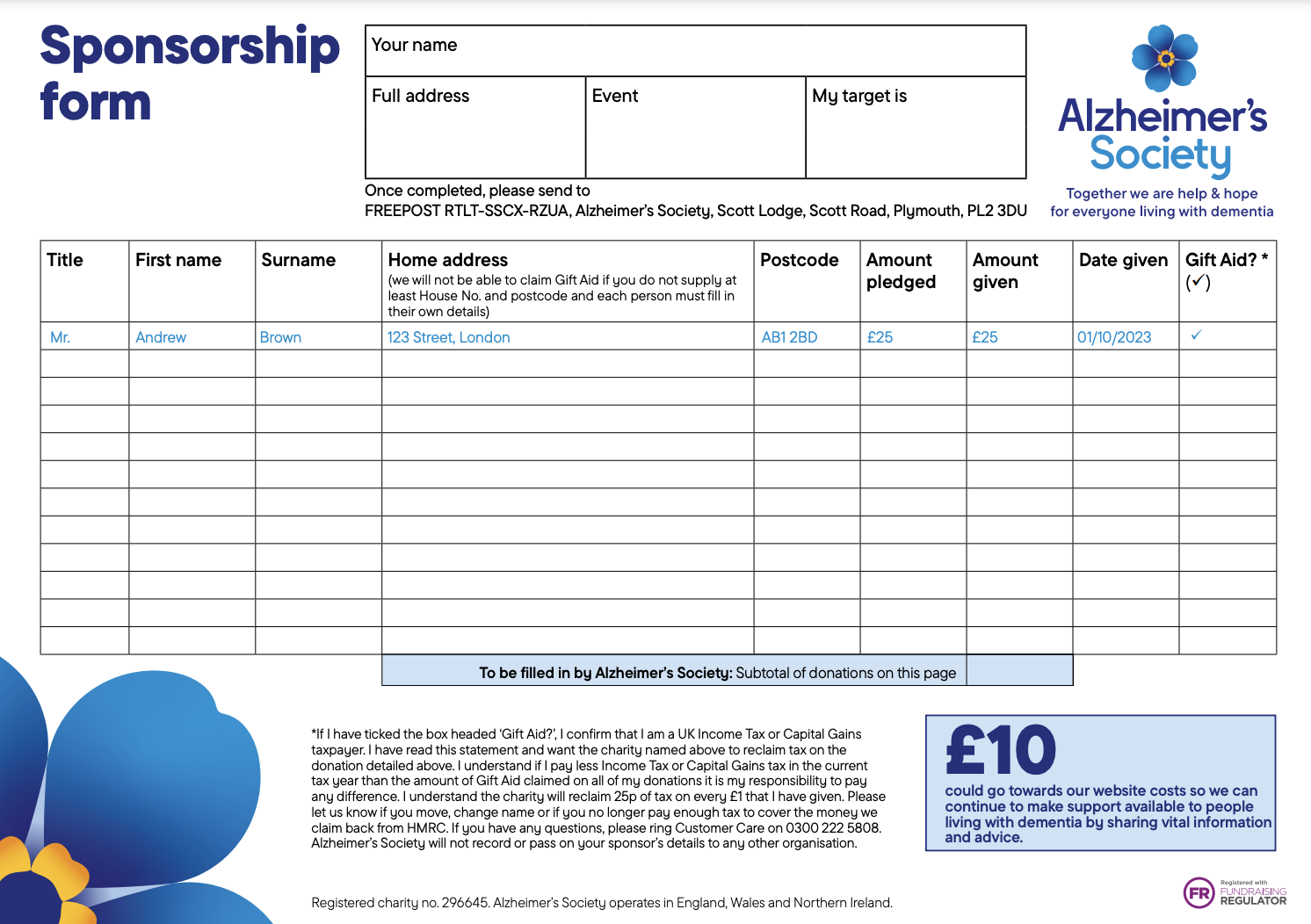 Sponsorship form