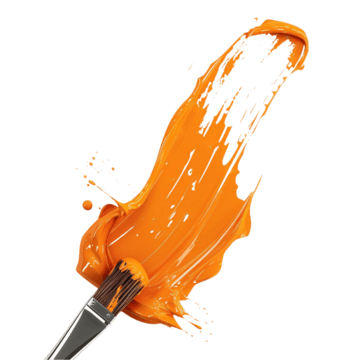 Paint brush stroke of orange paint